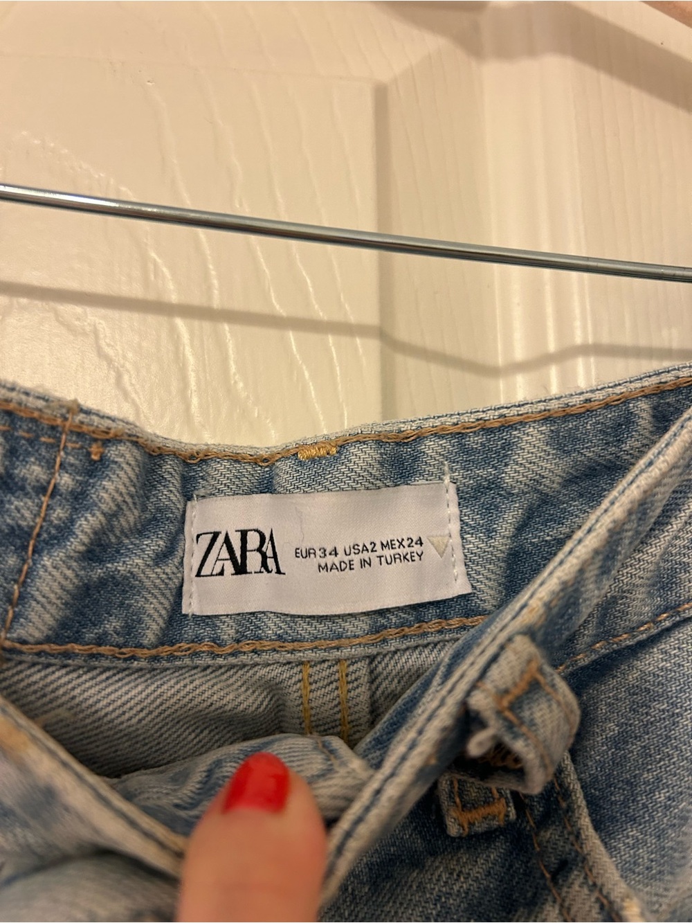 Zara Light Blue Distressed Wide-Leg Jeans - Picture 3 of 3